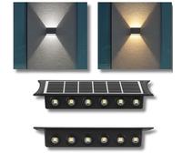 Applique Solare 12 LED Bidirezionale Luce Fredda o Calda Muro e Giardino Esterno
