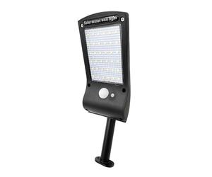 Applique Solare 6500K 400LM IP65 5x8x24cm con sensore di movimento e crepuscolare, ideale per illuminazione esterna e risparmio energetico.