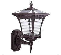 Applique Solare, Lampada da Parete retrò a LED Tricolore con dimmer IP65, Applique da Parete Impermeabile in Alluminio con Paralume in Vetro, Applique da Parete retrò, luci da Portico Nere