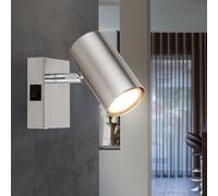 Applique Spot Lampada Da Parete Spot Regolabile Metallo Nichel Cromo GU10 [EEK: Inaditato]