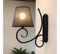 Applique Stile Country Antracite Tessuto Schermo E27 Rustico Wandleuchte Abuela
