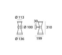 Applique Stilnovo Megafono, nera, larghezza 14 cm, a 2 luci. Stilnovo
