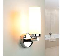 Applique stretta da bagno, lampada da parete per bagno, in cromo, metallo, vetro, luce a specchio, basso abbagliamento, E14, H:22 cm, luce diffusa, lampada da bagno
