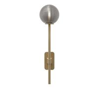 Applique Tacoma Single Grande in Ottone Anticato e Paralume Scanalato Affumicato