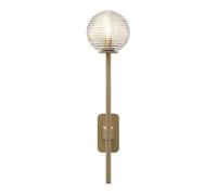 Applique Tacoma Single Grande in Ottone Anticato e Paralume Scanalato Trasparente