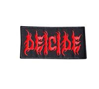 Applique termoadesiva ricamata da applicare con ferro da stiro, rosso deicida, death metal satanico, immolazione, necrologio, fiamme infernali, cadavere cannibali, sodoma, accessorio souvenir