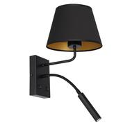 Applique Tessuto Nero Oro E27 G9 Interruttore Leggere Blendarm Wandleuchte Piano