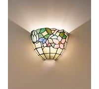 Applique Tiffany In Vetro Decorato Multicolor H.20 Cm