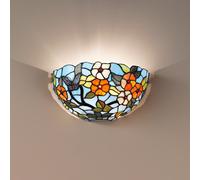 Applique Tiffany In Vetro Decorato Multicolor H.17 Cm