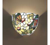 Applique Tiffany In Vetro Decorato Multicolor H.21 Cm