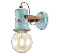 Applique Industrial Minimal Urban Ferro Ceramica Vintage Azzurro 1 Luce E27