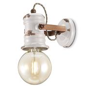 Applique Industrial Minimal Urban Ferro E Ceramica Vintage Bianco 1 Luce E27