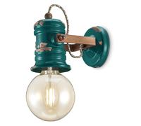 Applique Industrial Minimal Urban Ferro E Ceramica Vintage Verde 1 Luce E27