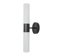 Applique verticale moderna, lampada da bagno a 2 luci con illuminazione verso l'alto e verso il basso, apparecchio Art Deco con paralume in acrilico a coste e finitura oro nero per specchio del b