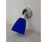 Applique vetro Murano blu cromata moderna specchio bagno ingresso 1 luce faretto