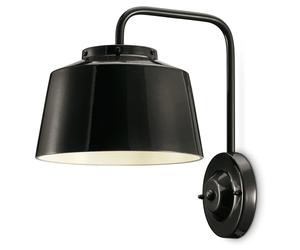Applique Vintage 50'S Ferro E Ceramica Smaltata Nero 1 Luce E27