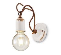 Applique Vintage Ceramica Bianca Con Filamento 1 Luce E27