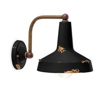 Applique Vintage Ceramica Nera Curva 1 Luce E27