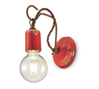 Applique Vintage Ceramica Rossa Con Filamento 1 Luce E27