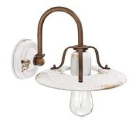 Ferroluce Retrò Applique Country E27, 77.0 W, Bianco Lucido, 25x21x 30 cm