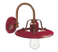 Applique Vintage Country Ferro E Ceramica Bordeaux 1 Luce E27 25Cm