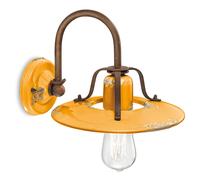 Applique Vintage Country Ferro E Ceramica Giallo 1 Luce E27 25Cm