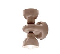 Applique Vintage Decò Berimbau Ceramica Marrone Moka 2 Luci E14 [EEK: A++]
