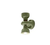 Applique Vintage Decò Berimbau Ceramica Verde Salvia 2 Luci E14