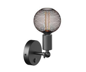 Applique vintage E27 FETRO con interruttore nero orientabile in 27 LED