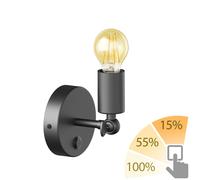 Applique vintage E27 FETRO interruttore nero orientabile + lampada LED oro max.