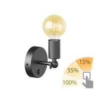 Applique vintage FETRO interruttore nero orientabile + lampada LED oro max.