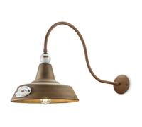 Applique Vintage Grunge Ferro E Ceramica Bianco 1 Luce E27