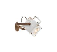 Applique Vintage Industrial Cubica Ferro E Ceramica Bianco 1 Luce E27