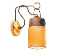 Applique Vintage Industrial Ferro E Ceramica Giallo 1 Luce E27