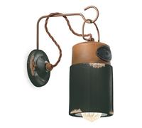 Applique Vintage Industrial Ferro E Ceramica Nero 1 Luce E27