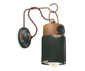 Applique Vintage Industrial Ferro E Ceramica Nero 1 Luce E27