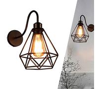 Applique vintage Lampada Retro Industriale Gabbia Lampada da Parete E27 Illuminazione a Soffitto Ferro per Camera da Letto Cucina Soggiorno Bar Ristorante Corridoio Soffitta Metallo Nero