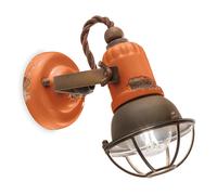 Ferroluce Applique Vintage Loft C1675/1VIO con gabbia Ferro e ceramica Arancio 1 luce E14