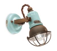APPLIQUE 1 LUCE CON GABBIA LOFT VINTAGE AZZURRO C1675/1VIA