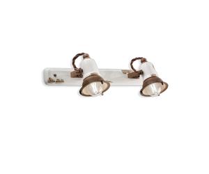Applique Vintage Loft Ferro E Ceramica Bianco 2 Luci E14