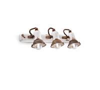 Applique Vintage Loft Ferro E Ceramica Bianco 3 Luci E14