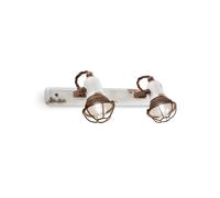 Applique Vintage Loft Ferro E Ceramica Con Rete Bianco 2 Luci E14