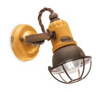 Applique Vintage Loft Ferro E Ceramica Giallo 1 Luce E14