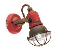 Applique Vintage Loft Ferro E Ceramica Rosso 1 Luce E14