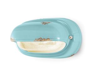 Applique Vintage Orizzontale Ceramica Azzurra 1 Luce E27
