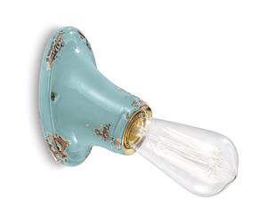Applique Vintage Senza Diffusore Ceramica Azzurro 1 Luce E27
