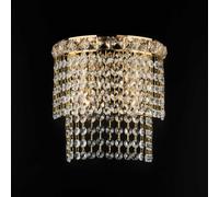 Applique Wagner 23x14x21 cm, Oro Lucido, in Ferro e Ottone Dorato con Strass, 2xE14 - 42 Watt Max
