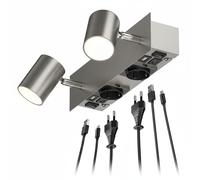 Applique WAIKA a 2 luci, interruttore cromato, 2 prese USB-C e USB-A, 2x GU10