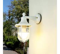 Applique Wandleuchte Esterno IP64 Bianco E27 Vetro Ottone Maritim H:27 CM
