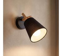 Applique Wandleuchte Nero Legno Tessuto E27 Soggiorno Camera Letto Interno